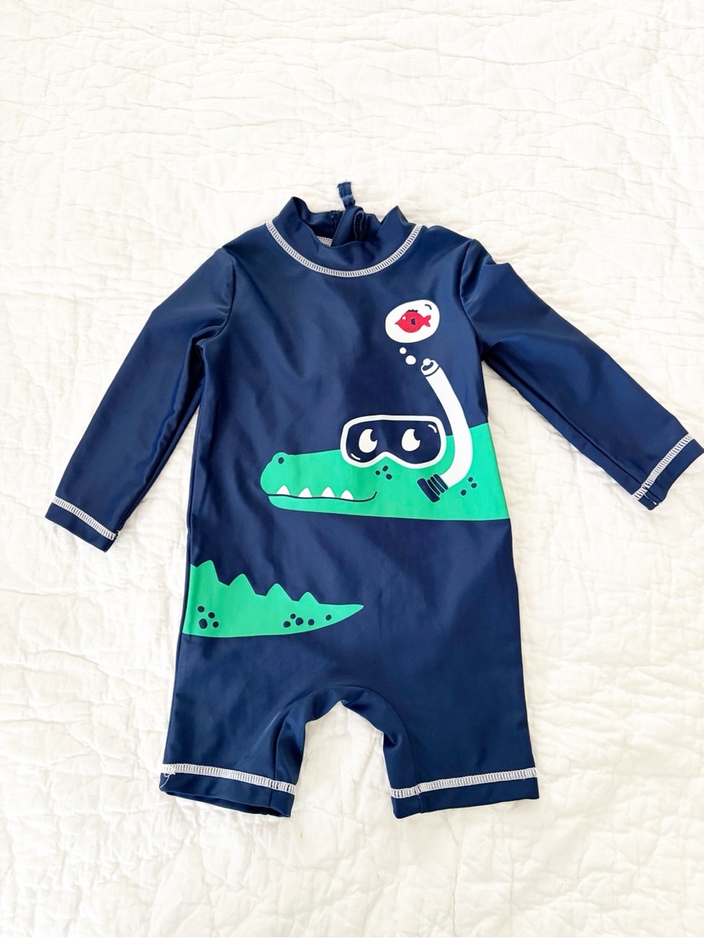 Carter's 12m Navy & Green Crocodile One-Piece Swimsuit rashguard one piece